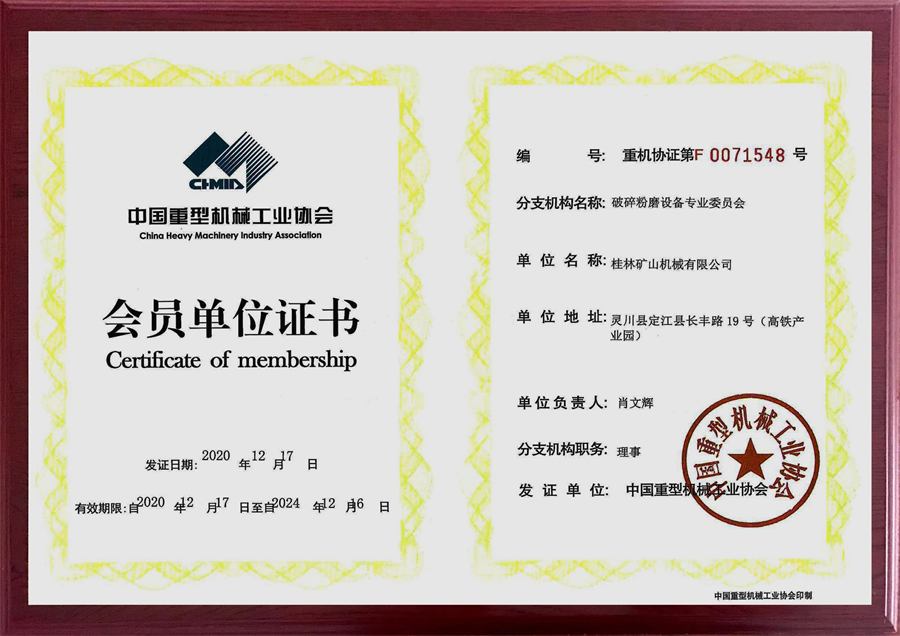 Industry association certificate